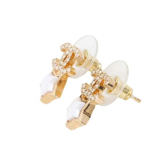 CHANEL Coco Mark Star Motif Rhinestone Metal Earrings B24C ABC823 - Picture 2 of 11